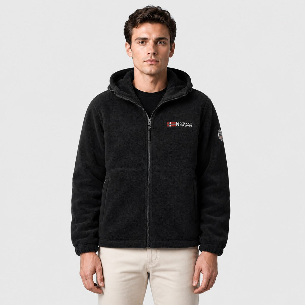 Men’s Zip-Up Hoodie with Cashmere Lining Black
