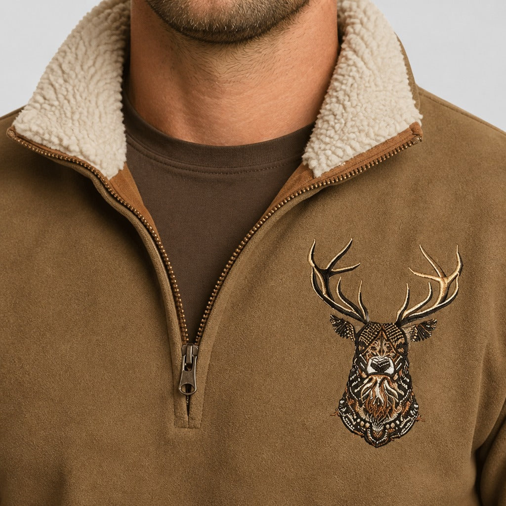 Men’s Zip-Up Sweatshirt with Turn-Down Collar detail