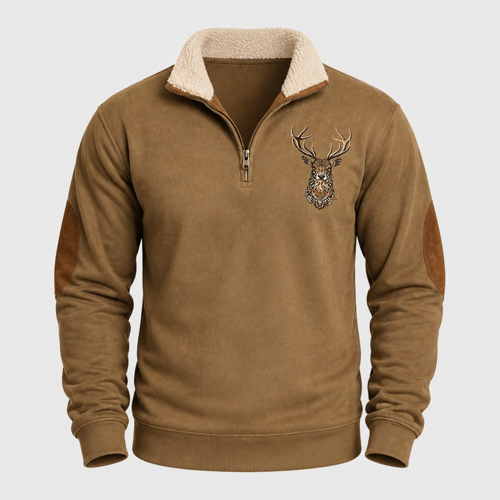 Men’s Zip-Up Sweatshirt with Turn-Down Collar Brown product front