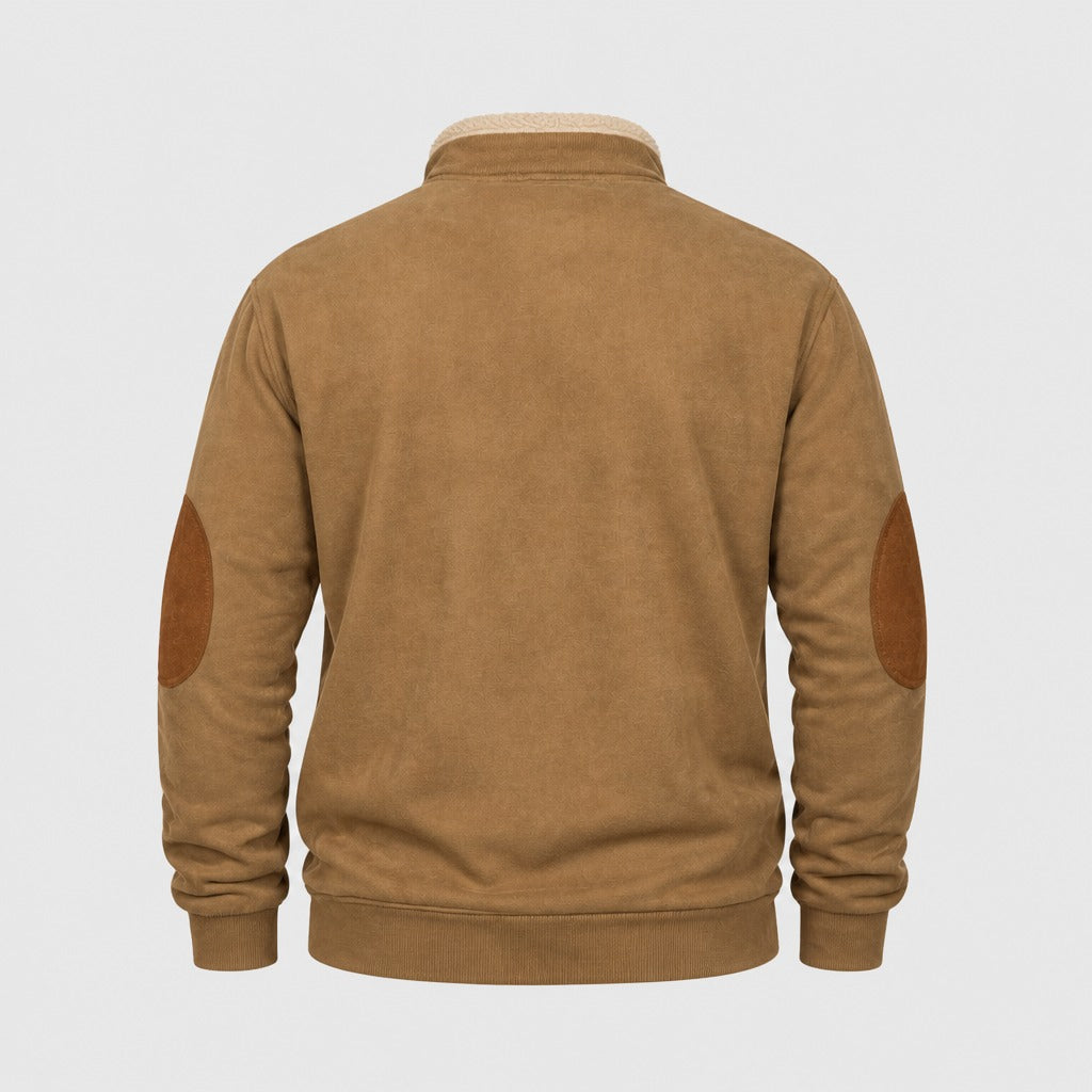 Men’s Zip-Up Sweatshirt with Turn-Down Collar Brown product back